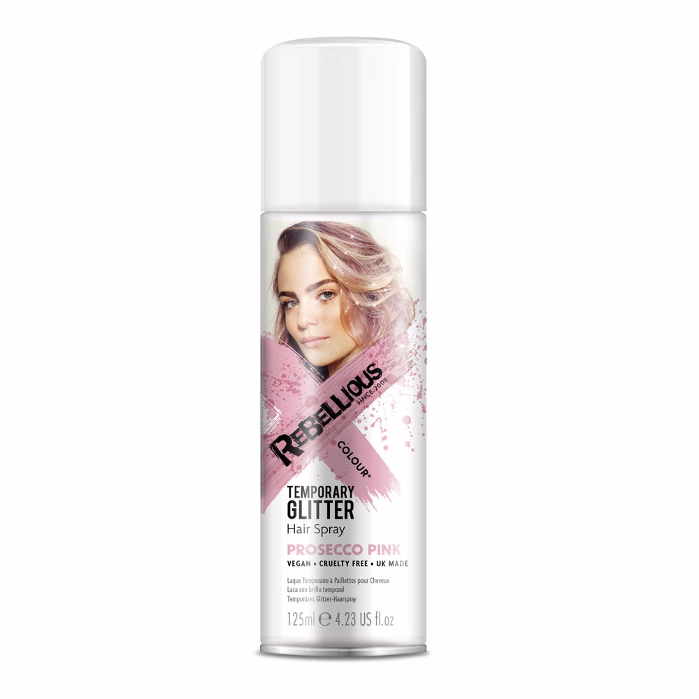 Spray Colorant Cu Sclipici Vegan Rebellious - PROSECCO PINK 125 ML