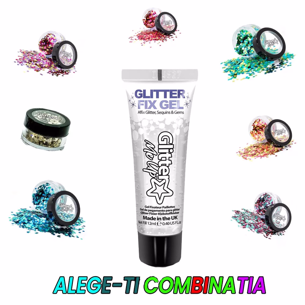 Set Sclipici Bio Gel – Sclipici Bio + Gel Fixare 12Ml – Paint Glow