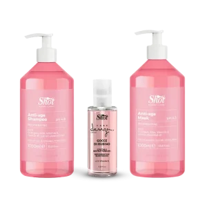 Set Profesional Ingrijire Pentru Par Fragil Uscat si Degradat - SHOT (Sampon + Masca + Ulei) ANTI-AGE